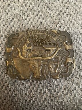 Vintage Longhorns Commemorative Belt Buckle - Gold Tone